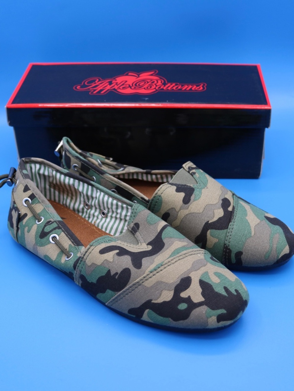 Apple Bottoms Camouflage Slip-On Flats - Green/Tan/Black